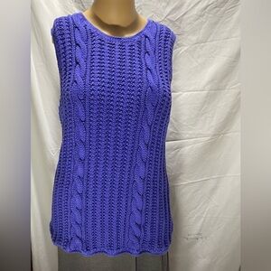 Women's Purple Cable Knit Sleeveless Sweater